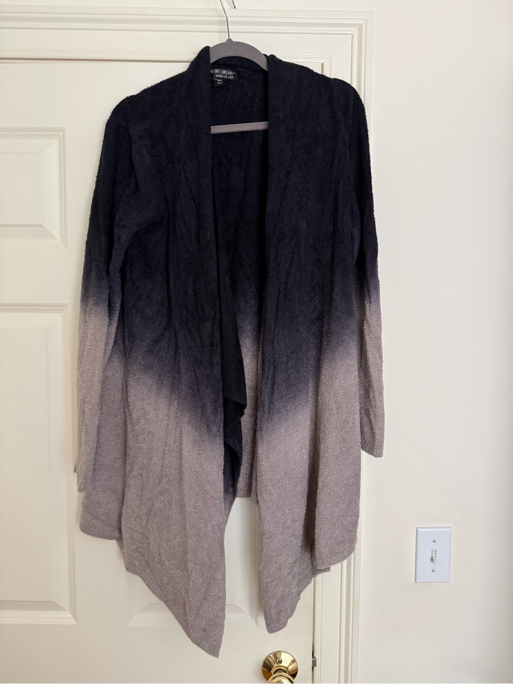 Barefoot Dreams L/XL Black Grey Ombré wrap sweater!